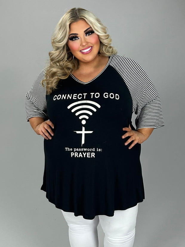 28 GT {Connect To God} Black Graphic Tee w/Black Stripe CURVY BRAND!!!  EXTENDED PLUS SIZE XL 2X 3X 4X 5X 6X {May Size Down 1 Size}