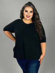 42 SSS {Once More For Style} Black V-Neck Top EXTENDED PLUS SIZE 3X 4X 5X