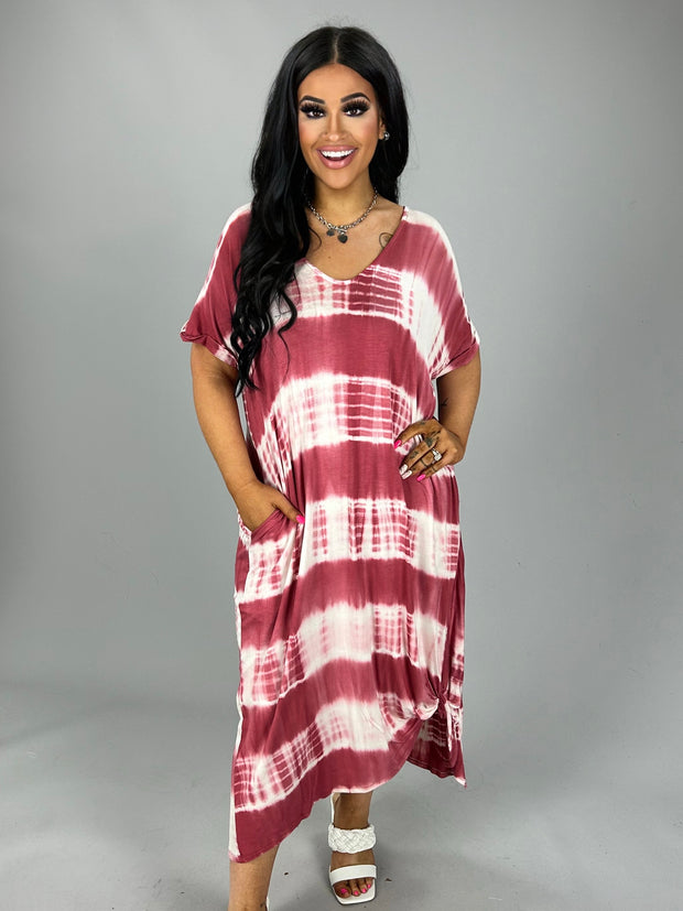 LD-Z {Secret Place} Mauve Bamboo Tie-Dye Dress PLUS SIZE 1X 2X 3X