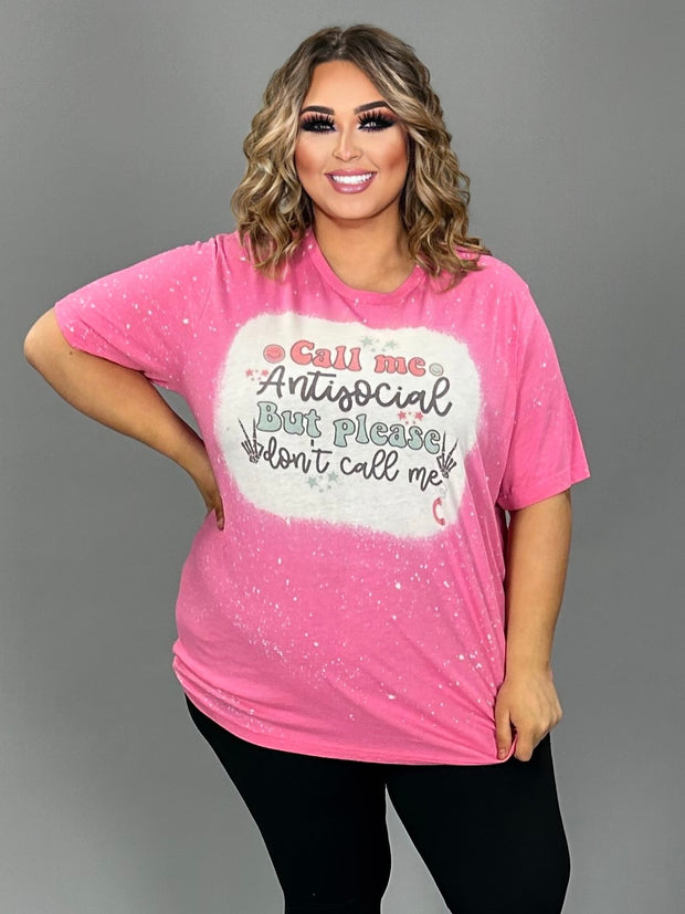 35 GT {Call Me Antisocial} Pink Spotted Graphic Tee PLUS SIZE 3X