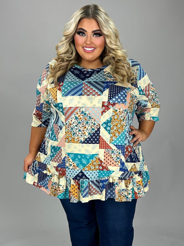 52 PSS {Patches From Heaven} Multi-Color Floral Top EXTENDED PLUS SIZE 4X 5X 6X