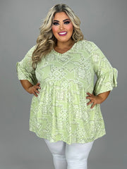 98 PSS {More Than Friends} Green Patchwork Print Top EXTENDED PLUS SIZE 1X 2X 3X 5X