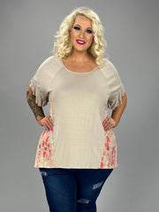 18 CP-H {Style On My Side} Taupe Printed Side Top PLUS SIZE XL 2X 3X
