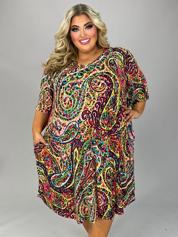95 PSS {Signs Of Paisley} Multi-Color Paisley Dress EXTENDED PLUS SIZE 3X 4X 5X