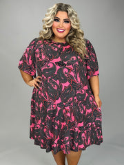 13 PSS {Cool & Controlled} Pink/Black Paisley Print Dress EXTENDED PLUS SIZE 3X 4X 5X