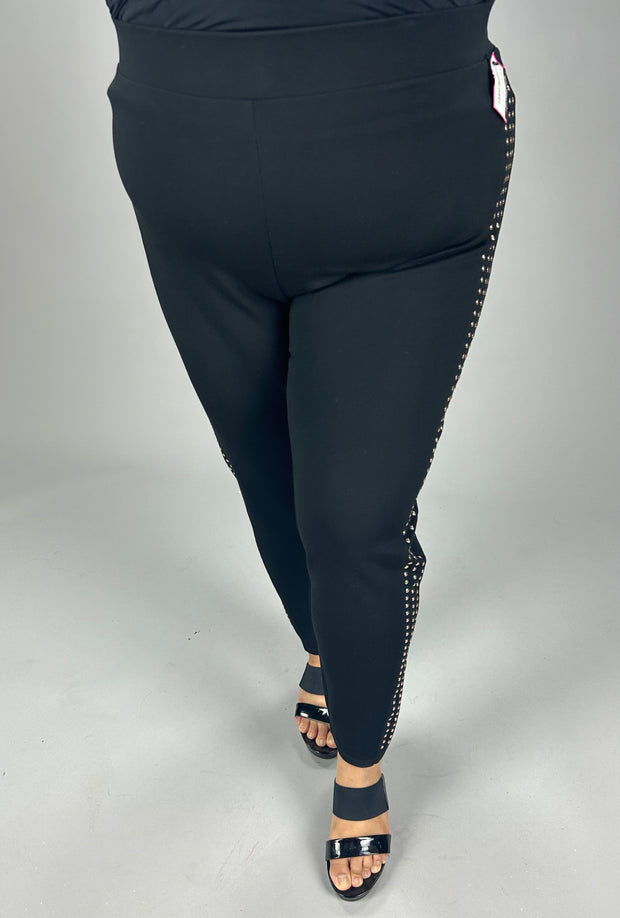BT {TRUTH} Black Pants with Gold Rivets