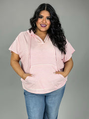 17 HD {Lines Connected} Pink Stripe Print Hoodie PLUS SIZE 1X 2X 3X