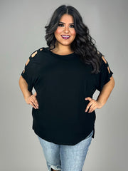 19 OS {Always The One} Black Ladder Sleeve Top PLUS SIZE 1X 2X 3X