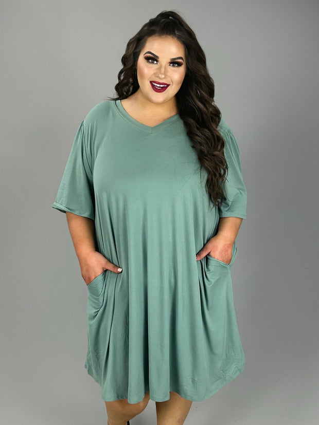 33 SSS {Have To Try} Sage V-Neck Dress w/Pockets EXTENDED PLUS SIZE 3X 4X 5X