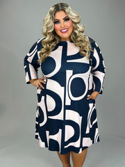12 PQ {No Excuse} Navy/Lt. Pink Color Block Swing Dress EXTENDED PLUS SIZE 4X