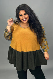 32 HD {Look At You} Mustard Floral Print Hoodie CURVY BRAND!!!  EXTENDED PLUS SIZE 4X 5X 6X