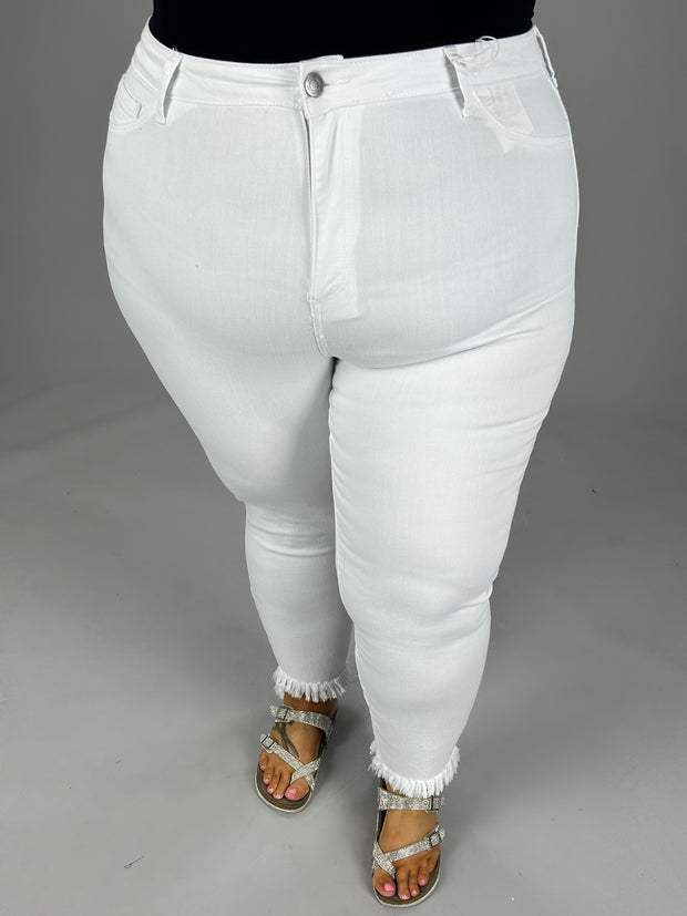 BT-I {Ms Cello} White Cropped Skinny Jeans  EXTENDED PLUS SIZE 14 16 18 20 22