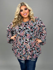 23 PQ {Living For The Moment} Black Paisley V-Neck Tunic EXTENDED PLUS SIZE 3X 4X 5X