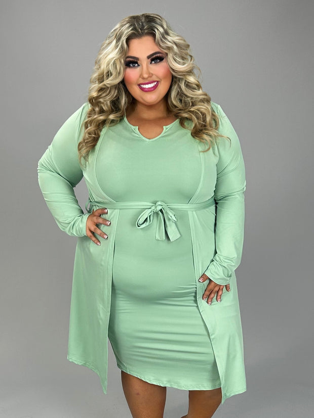 24 SET {Front Page Fashion} Green Tank Dress & Cardigan EXTENDED PLUS SIZE 4X