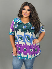 30 PSS {Always With Love} Purple/Multi Large Floral Top EXTENDED PLUS SIZE 3X 4X 5X