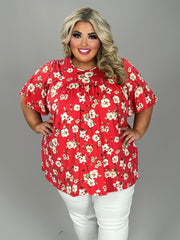 41 PSS {Floral Era} Red Floral Top EXTENDED PLUS SIZE 4X 5X 6X