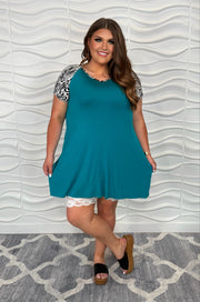 65 CP-L {Jade Zebra} Jade Dress W Zebra Sleeves PLUS SIZE 1X 2X 3X