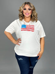 15 GT-H {The Flag Still Waves} White Flag Graphic Tee PLUS SIZE 2X 3X