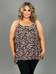 25 SV-O {Feeling Cute} Black Floral Tiered Top PLUS SIZE 1X 2X 3X