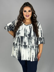 27 PSS {Already Obsessed} Charcoal Tie Dye Babydoll Top EXTENDED PLUS SIZE 3X 4X 5X