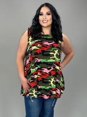 36 SV-I {Always In Sight} Multi-Color Camo Sleeveless Top PLUS SIZE 3X 4X 5X