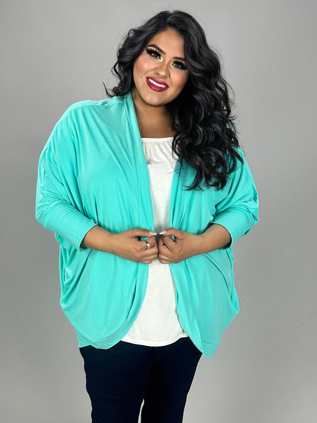 25 OT {Fetchingly Cute} Mint Cardigan w/Pockets PLUS SIZE 1X 2X 3X