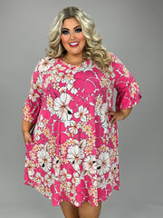 26 PSS {Always Memorable} Fuchsia Floral V-Neck Dress EXTENDED PLUS SIZE 4X 5X 6X