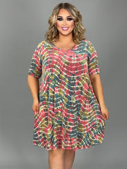 27 PSS {Absolute Treasure} Teal/Mauve Tie Dye Dress EXTENDED PLUS SIZE 3X 4X 5X