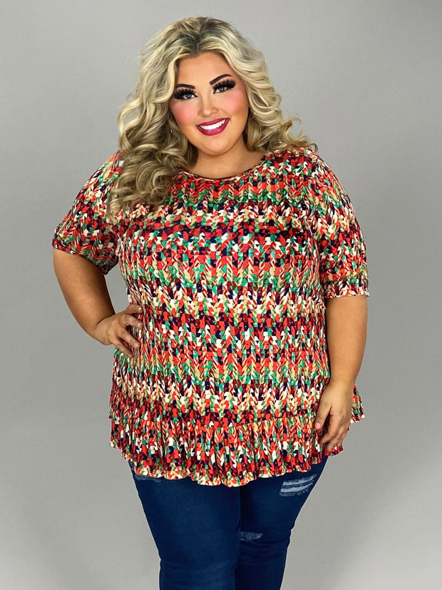 74 PSS {Simply Mesmerized} Multi-Color Print Ruffle Hem Top EXTENDED PLUS SIZE 4X 5X 6X
