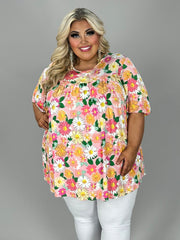 52 PSS {Invest In Daisy} Pink/Green Daisy Print Top EXTENDED PLUS SIZE 4X 5X 6X (Size Up 1 Size)