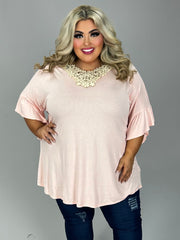 27 SD {Lush And Luxe} Coral Pink Top w/Crochet V-Neck EXTENDED PLUS SIZE 4X 5X 6X