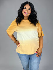 63 CP-F {Repeat After Me} MUSTARD Gradient Dye Top PLUS SIZE XL 2X 3X
