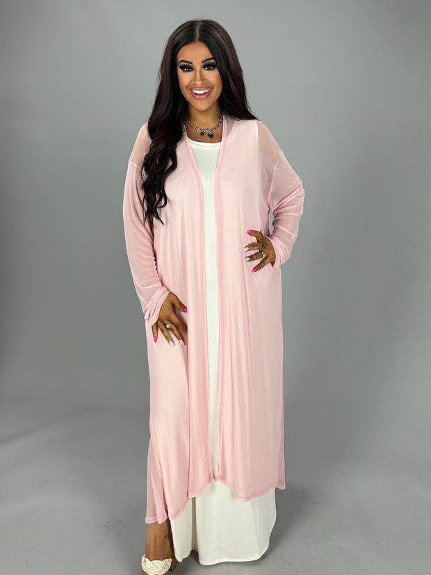 LD-A {New Chapters} Dusty Pink Sheer Mesh Duster PLUS SIZE XL 2X 3X