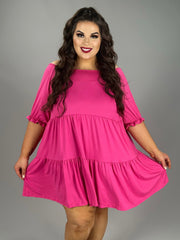 63 SSS {All About The Tier} Fuchsia Tiered Dress EXTENDED PLUS SIZE 3X 4X 5X