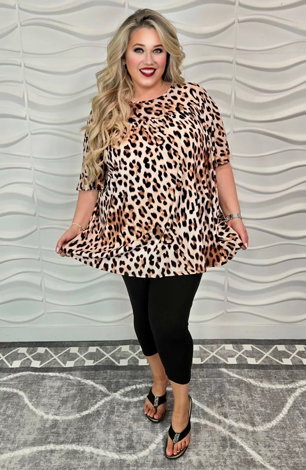 100 PSS {Lovely In Leopard} Leopard Print Shirred Top EXTENDED PLUS SI ...
