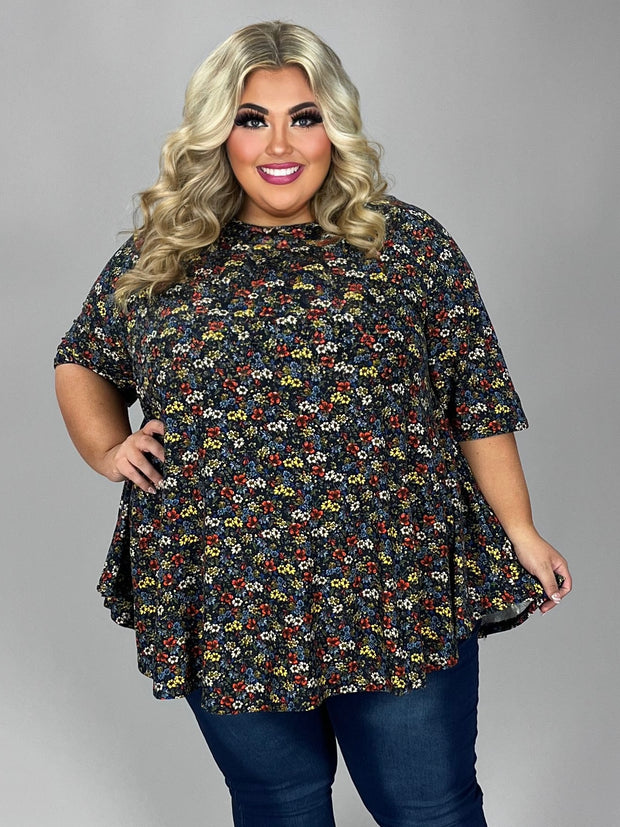 57 PSS {Ideal Floral} Dark Navy Floral Tunic EXTENDED PLUS SIZE 4X 5X 6X