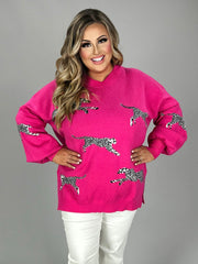 29 SD {Cheetah Love}  Hot Pink Cheetah Sweater  PLUS SIZE XL 1X 2X
