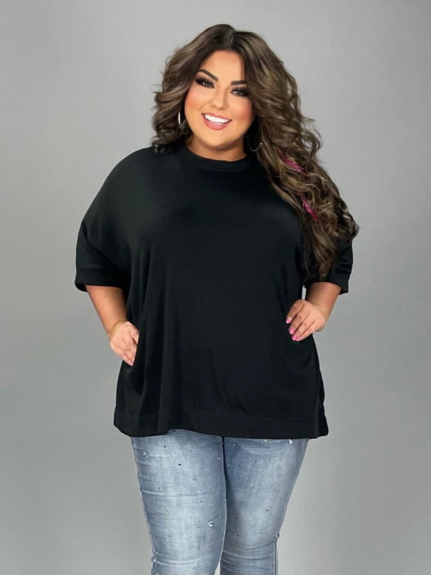 18 SSS-Z {Free Forever} Black Oversized Top PLUS SIZE 1X/2X 2X/3X