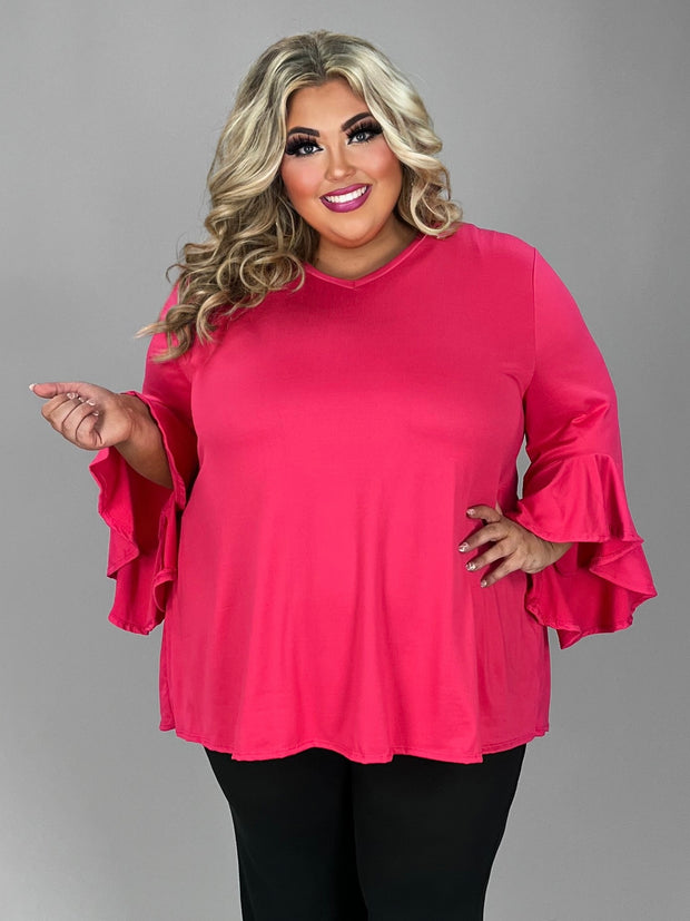 36 SQ {Be My Sweetheart} Fuchsia V-Neck Top EXTENDED PLUS SIZE 4X 5X 6X