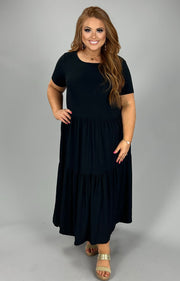 LD-B {Wardrobe Classic} Black Tiered Midi Dress PLUS SIZE 1X 2X 3X