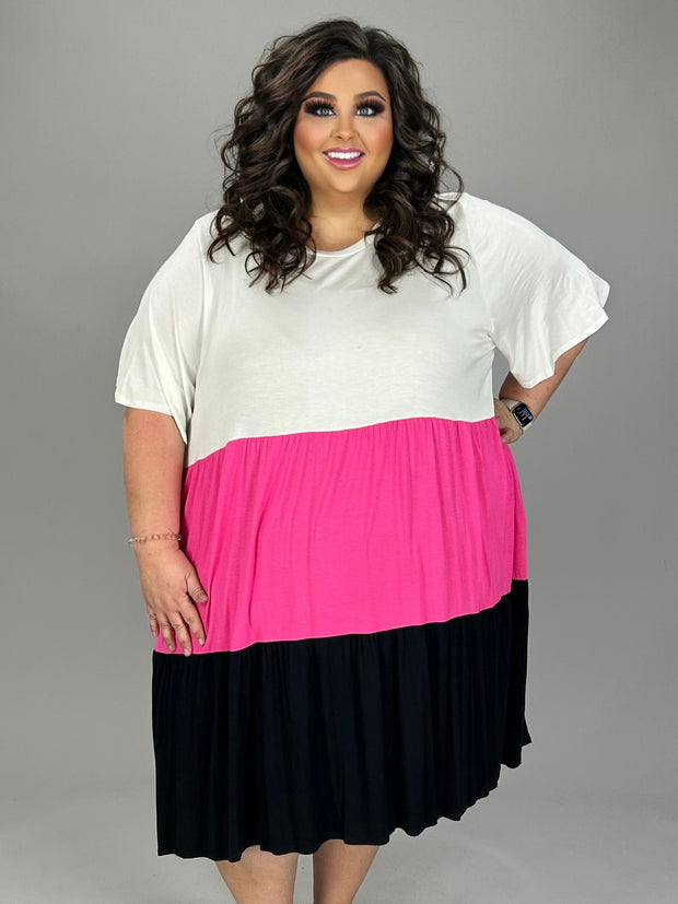 18 CP-C {For The Diva In You} Black/Fuchsia Color Block Dress CURVY BRAND!!! EXTENDED PLUS SIZE 4X 5X 6X