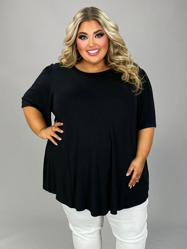 25 SSS {Being Optimistic} Black Rounded Hem Top EXTENDED PLUS SIZE 1X 2X 3X 4X 5X