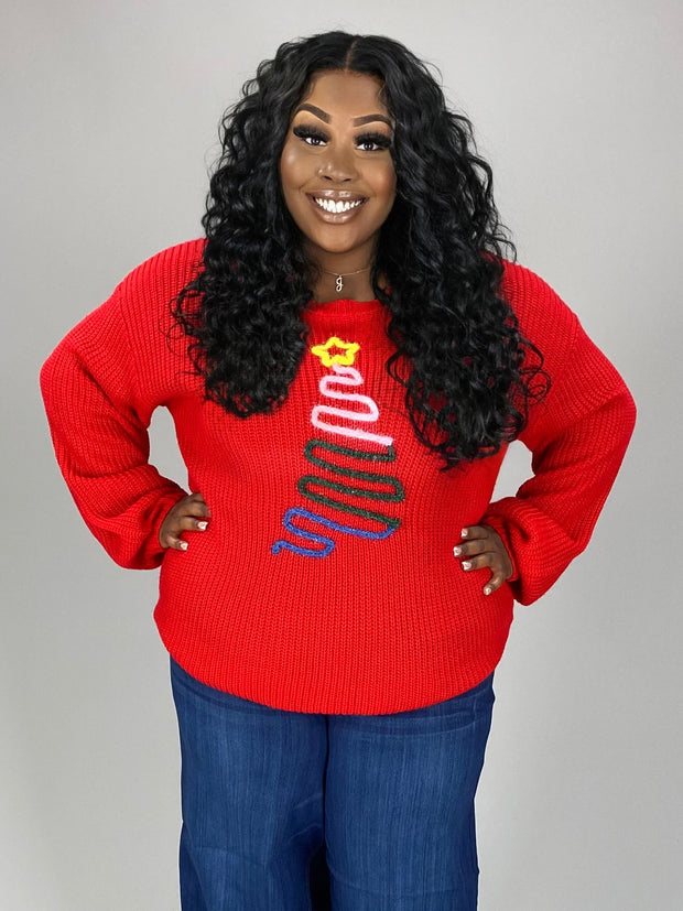 34 GT  {Christmas Tree} Red Christmas Tree Sweater PLUS SIZE 1X 2X 3X