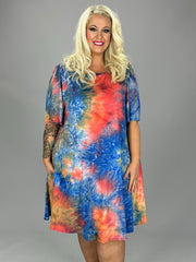 81 PSS-C {Color On My Mind} Fruit Punch Tie Dye Dress PLUS SIZE 1X 2X 3X