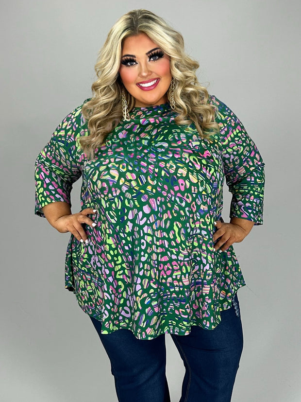 17 PQ {It Only Gets Better} Green/Purple Print Top EXTENDED PLUS SIZE 3X 4X 5X