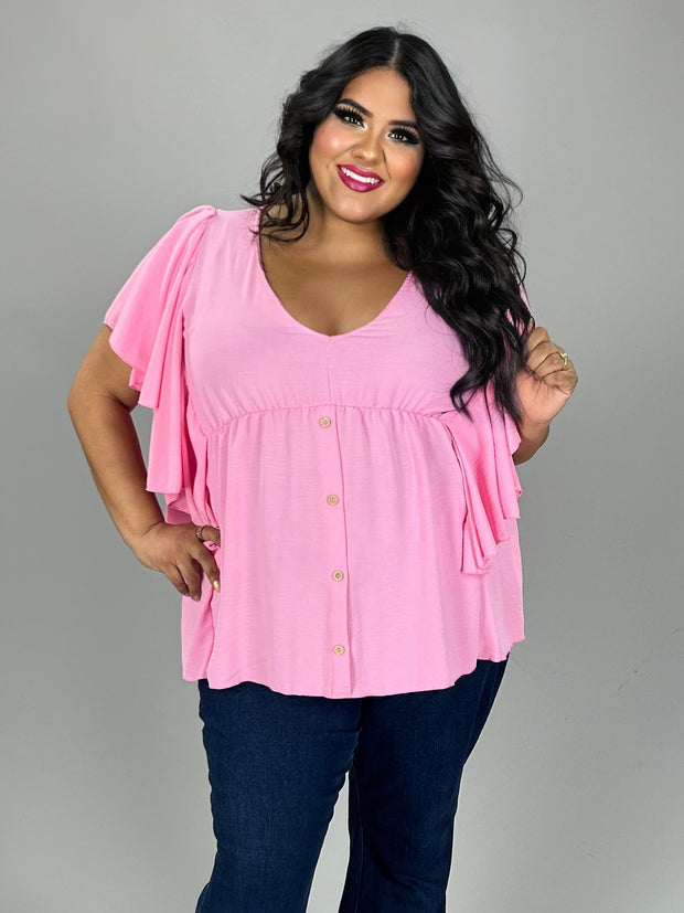 35 SD-Z {Euphoric Moment} Pink V-Neck Top PLUS SIZE 1X 2X 3X