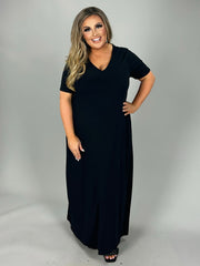 LD-O {Evolving Love} BLACK V-Neck Maxi Dress PLUS SIZE 1X 2X 3X