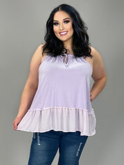 63 SV-A {Fun With You} Lavender Keyhole Summer Top PLUS SIZE XL 2X 3X