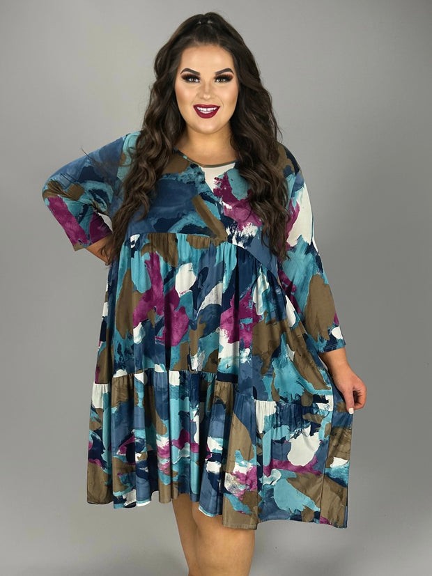 27 PQ {Must Be Dreaming} Multi-Color Tiered V-Neck Dress EXTENDED PLUS SIZE 3X 4X 5X