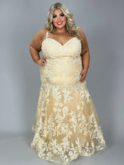 LD-I {For The Best} Champagne Gown w/Bolero EXTENDED PLUS SIZE 5X